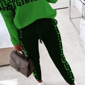 Regular Fit Geometric Print Casual Pants, Pants, color:Green|size:XXL, Stylewe