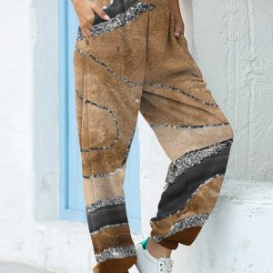 Abstract Loose Casual Sweatpants, Pants, color:Multicolor|size:XXL, JustFashionNow