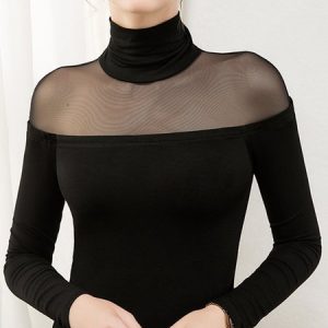 Simple Plain Long Sleeve T-Shirt, Tees, color:Black|size:XXL, Stylewe