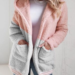 Casual Plain Plush Thick Warm Coat, Jackets, color:Pink|size:XXL, JustFashionNow