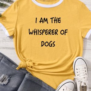 Women's I Am The Whisperer Of Dog Matching T-Shirt, color:Yellow|size:XXL, Lilicloth.com