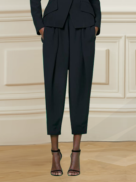 Urban Regular Fit Plain Fashion Pants Ankle Pants, Pants, color:Black|size:XXL, Stylewe