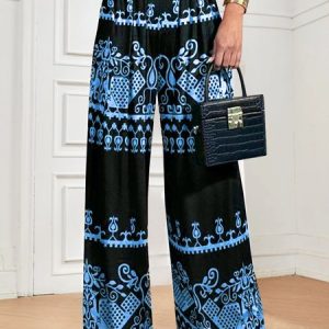 Jersey Loose Casual Pants, Pants, color:Blue|size:XS, JustFashionNow