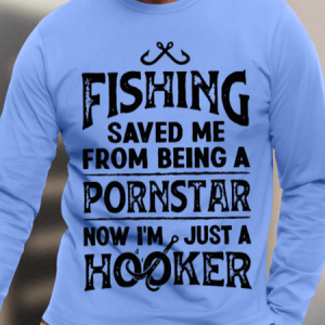 Men's t-shirt Silver Lake  Fishing Saved me from Being a Pornstar, color:Light Blue|size:3XL, Lilicloth.com