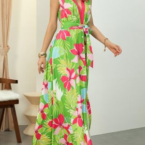 Regular Fit Floral Vacation Dress, Dresses, color:As Picture|size:XXL, Stylewe
