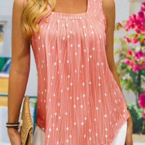 Square Neck Loose Casual Ruched Tank Top, Tanks & Camis, color:Green|size:XXL, JustFashionNow
