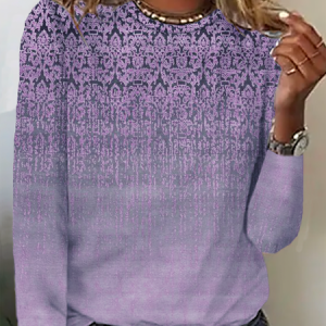 Printed Long Sleeve Casual T-Shirt, Long sleeves, Lilicloth.com