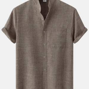 Casual Short Sleeve Short Sleeve Shirt, Shirts & Blouse, color:Khaki|size:3XL, JustFashionNow