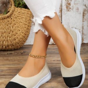 Casual Black and Gray Contrasting Color High Elastic Fly Knit Sneakers, Sneakers, color:Black-grey|size:43, JustFashionNow