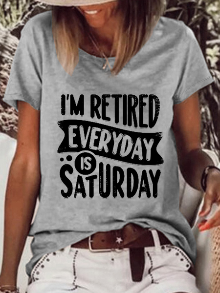 Women's Funny Retired Retirement Loose Crew Neck Casual T-Shirt, color:Gray|size:3XL, Lilicloth.com