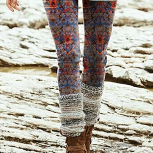 Women's Blastic Band Ethnic Vintage Leggings, Leggings, color:Multicolor|size:XXL, JustFashionNow
