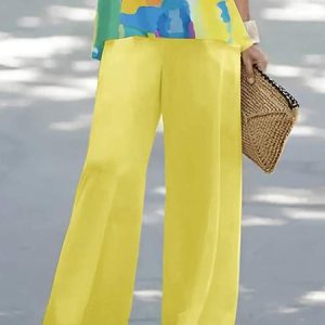 Vacation Loose Fashion Wide leg Pants, Pants, color:Yellow|size:XXL, Stylewe