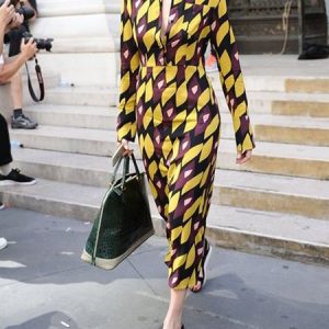 Geometric  Print Shirt Collar Urban Long Sleeve  Dress, Maxi Dresses, color:As Picture|size:XXL, Stylewe