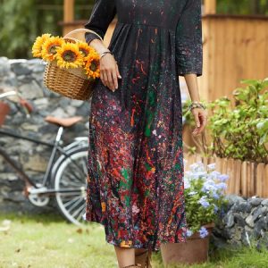 Ombre Regular Fit Casual Long sleeve Dress, Dresses, color:Multicolor|size:XXL, JustFashionNow