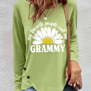 My Favorite People Call Me Grammy With Daisy Women‘s Long Sleeve T-Shirt, Long sleeves, Lilicloth.com