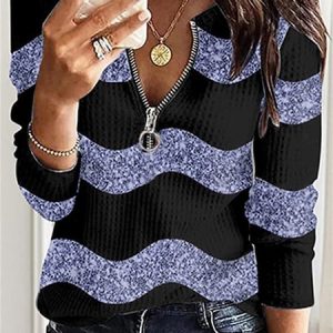 Casual Zipper V Neck Regular Fit Sweatshirt, Sweatshirts & Hoodies, color:Purple|size:3XL, JustFashionNow