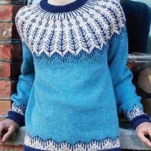 Women Wool/Knitting Ethnic Long Sleeve Comfy Casual Sweater, Sweaters, color:Blue|size:XXL, Noracora