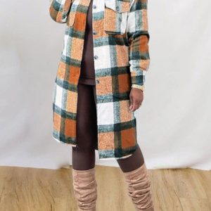 Regular Sleeve Loose Pocket Stitching Casual Trench Coat, Trench Coats, color:Orange|size:XXL, JustFashionNow