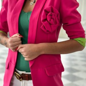 Shawl Collar Plain Loose Urban Blazer, Blazers, color:Pink|size:XXL, JustFashionNow