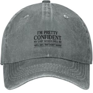 I'm Pretty Confident Funny Text Letters Adjustable Hat, color:Gray|size:One-size, Lilicloth.com