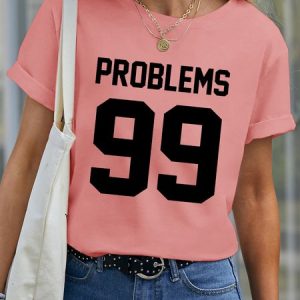 Lilicloth X Funnpaw Women's Problems 99 Pet Matching T-Shirt, color:Pink|size:XXL, Lilicloth.com