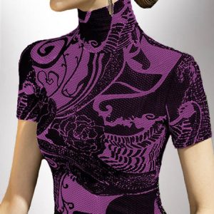 Skinny Elegant Short Sleeve T-Shirt, Tees, color:Black-pink|size:XXL, Stylewe