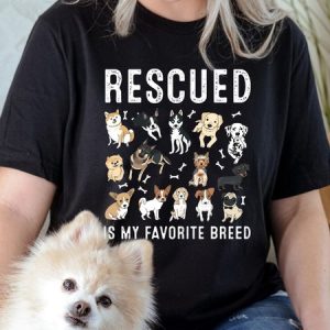 Lilicloth X Funnpaw Women's Rescued Is My Favorite Breed T-Shirt, color:Black|size:L, Lilicloth.com