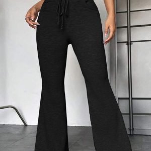 Plain Casual Pants, Pants, color:Black|size:3XL, JustFashionNow
