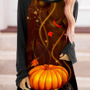 Casual Halloween Crew Neck Long Sleeve T-shirt, T-shirts, color:Color9|size:XXL, Noracora