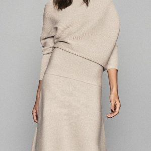 Elegant Loose Long sleeve Asymmetrical Plain Sweater, Sweaters, color:Light Camel|size:XXL, Stylewe