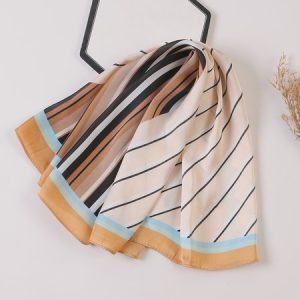 Urban Striped Color Contrast Scarf Scarf Shawl, Women Scarves & Shawls, color:Orange|size:One-size, JustFashionNow