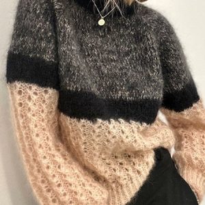 Color Block Crew Neck Casual Regular Fit Sweater, Sweaters, color:Deep Gray|size:XXL, JustFashionNow
