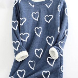 Heart/Cordate Casual Regular Fit Sweatshirt, Sweatshirts & Hoodies, color:Blue|size:XXL, JustFashionNow