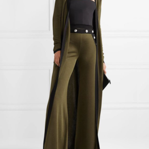 Micro-Elasticity Urban Color Block Long Sleeve Long Kimono, Kimonos, color:Green|size:XXL, Stylewe