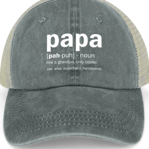 Men's Papa Like A Grandpa Only Cooler See Also Superhero Handsome Funny Graphic Printing Washed Mesh-back Baseball Cap, color:Gray|size:One-size, Lilicloth.com