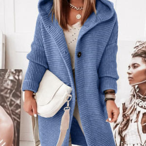 Women Yarn/Wool Yarn Plain Long Sleeve Comfy Casual Cardigan, Coats, color:Denim Blue|size:XL, Noracora