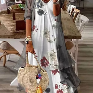 Loosen Spaghetti Floral Two Piece Dress, Casual Dresses, color:White|size:XXL, JustFashionNow
