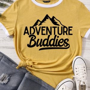 Lilicloth X Funnpaw Women's Adventure Buddies Matching T-Shirt, color:Yellow|size:XXL, Lilicloth.com