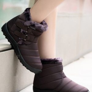 Rainproof and Waterproof Fleece To Keep Warm Velcro Portable Snow Boots, Boots, color:Coffee|size:43, JustFashionNow