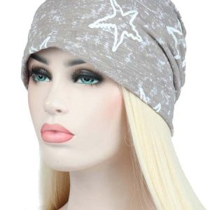Star Snowflake Print Unisex Casual Turban Pile Hat, Women Hats, color:Khaki, JustFashionNow
