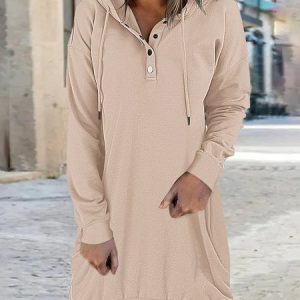 Casual Hoodie Plain Hoodie Drawstring, Hoodies & Sweatshirts, color:Khaki|size:XXL, Noracora