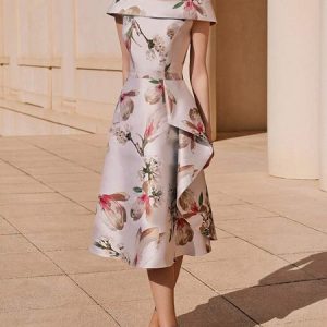 Square Neck Elegant Midi Polyester Square neck Wedding Party Dress, Wedding Guest Dresses, color:As Picture|size:XXL, Stylewe