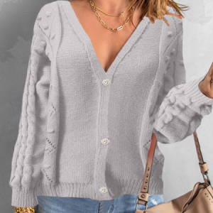 Women Wool/Knitting Plain Long Sleeve Comfy Casual Cardigan, Cardigans, color:Gray|size:XXL, Noracora