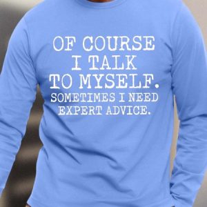 Men Talk To Myself Expert Advice Casual Loose Top, color:Light Blue|size:3XL, Lilicloth.com