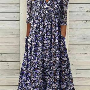 Plus Size Casual Short Sleeve Woven Dress, Dresses, color:Blue|size:4X, JustFashionNow