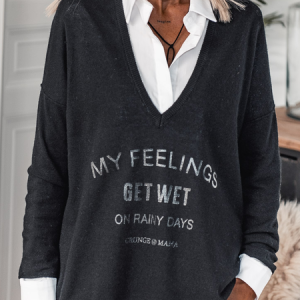 Casual Shirt Collar Text Letters Regular Fit Shirt, Shirts & Blouses, color:Black|size:XXL, JustFashionNow