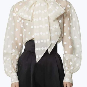 Loose Polka Dots Long Sleeve Others Urban Blouse, Blouses and Shirts, color:Apricot|size:XXL, Stylewe