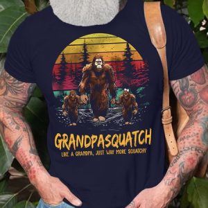 Men's Funny Grandpa Squatch Like A Grandpa Just Way More Squatchy Graphic Printing Cotton Casual Flag Loose T-Shirt, color:Purplish blue|size:3XL, Lilicloth.com
