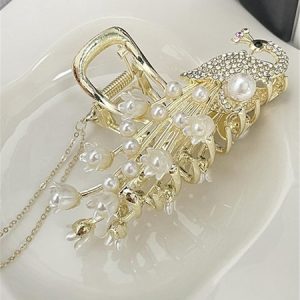 Women's Floral Pearl Metal Hair Clips, Hair Accs, color:Color5|size:One-size, Noracora