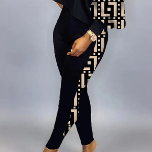 High Elasticity Tight Casual Geometric Casual Long Pants, Pants, color:Black|size:XXL, Stylewe